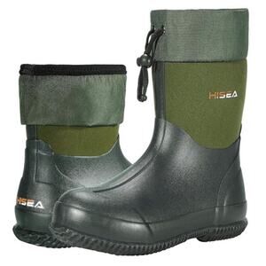 NWT HISEA Foldable Rubber Rain Boots Mens 11 Green Waterproof Garden Work Muck